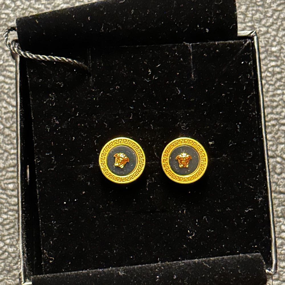 VERSACE ENAMEL MEDUSA STUD EARRINGS